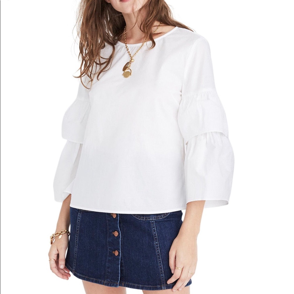 Madewell poplin tiered sleeve top